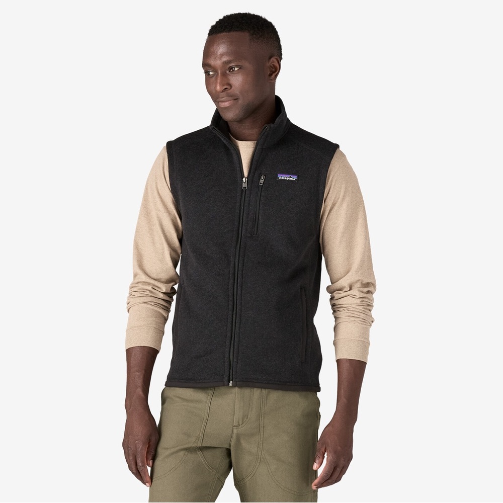 | patagonia • black better sweater zip front vest • large |